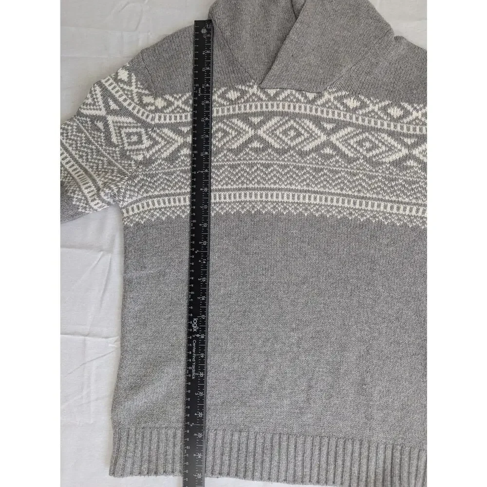 Banana Republic Men's Cotton Wool Blend Fair Isle Shawl Collar Sweater